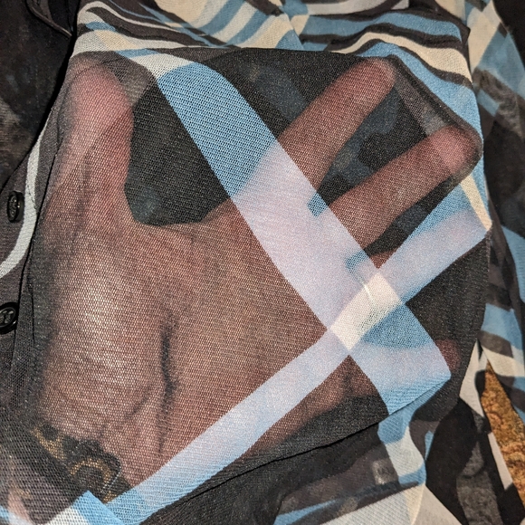 Women's Vintage New York & Co Sheer Blouse Button Up L/S - Picture 4 of 4